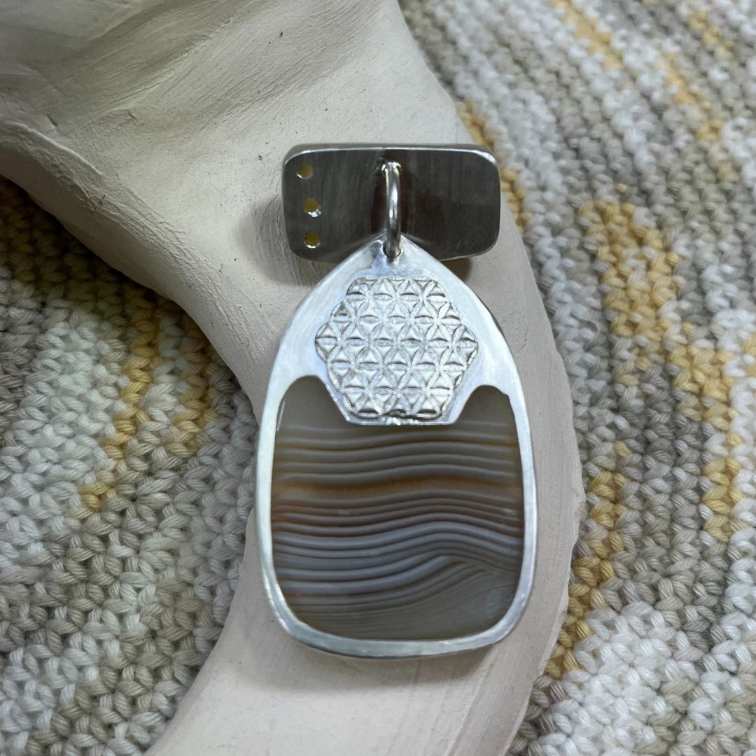 Colgante ágata y cornalina flor de la vida (13)