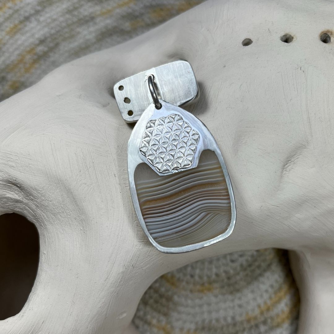 Colgante ágata y cornalina flor de la vida (14)