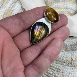 Colgante ESPIRAL de ojo de tigre y labradorita