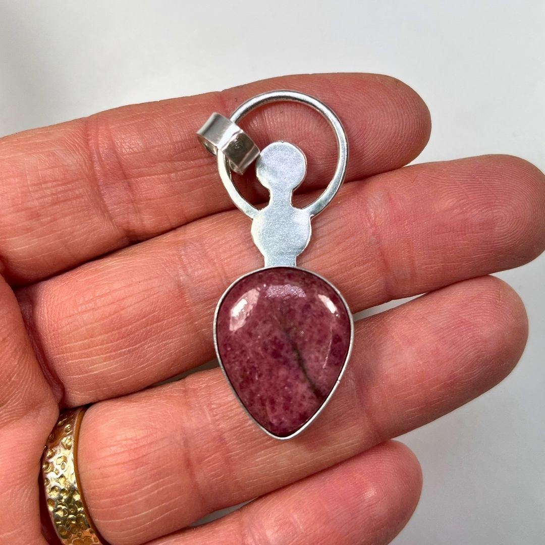 Colgante Durga de plata y rodonita (4)