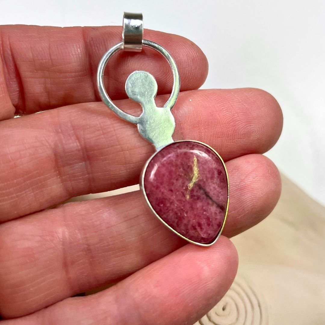 Colgante Durga de plata y rodonita (7)