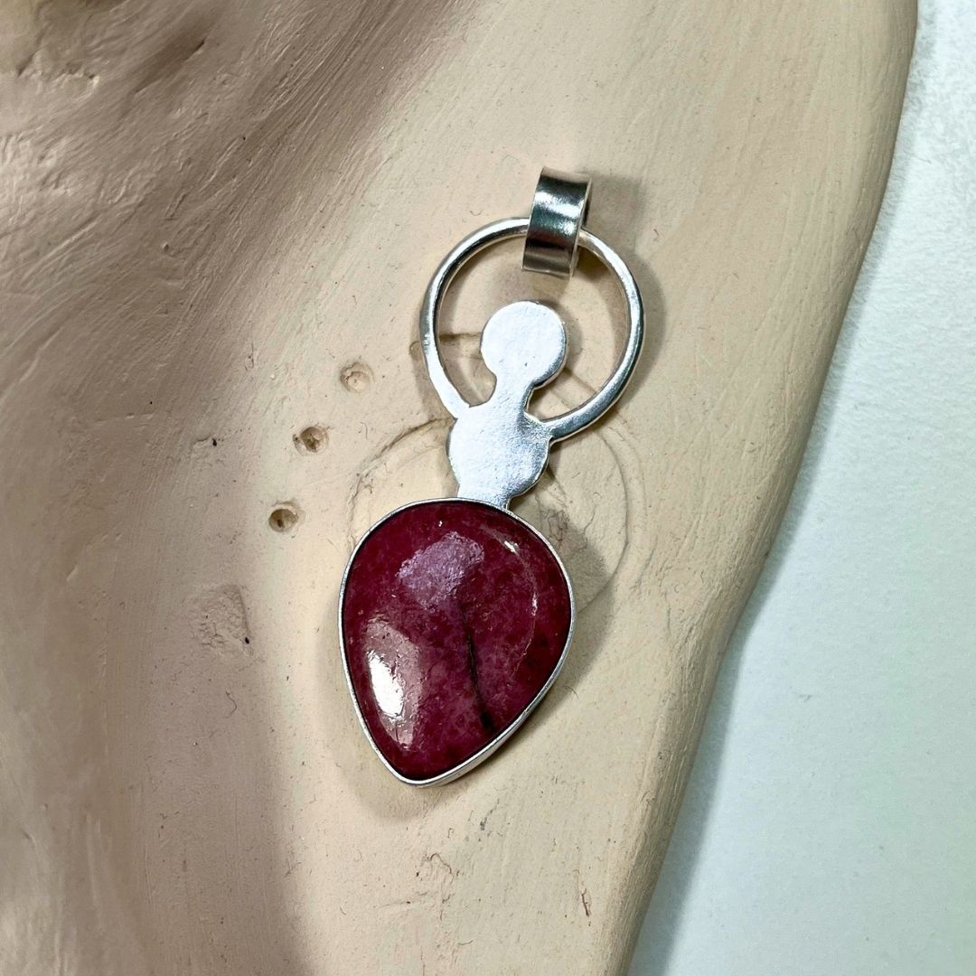 Colgante Durga de plata y rodonita