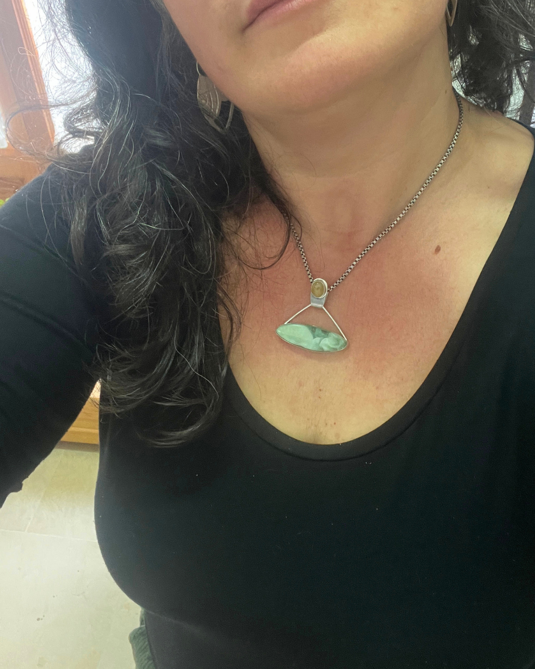 Colgante Saraswati hemimorphita y cuarzo rutilado (12)