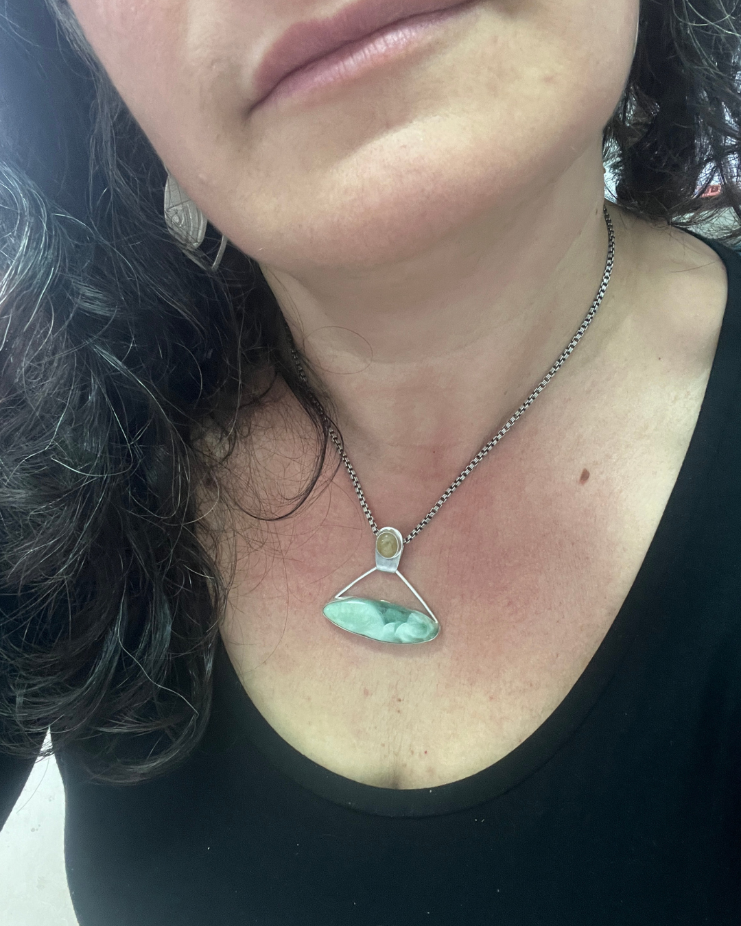 Colgante Saraswati hemimorphita y cuarzo rutilado (13)