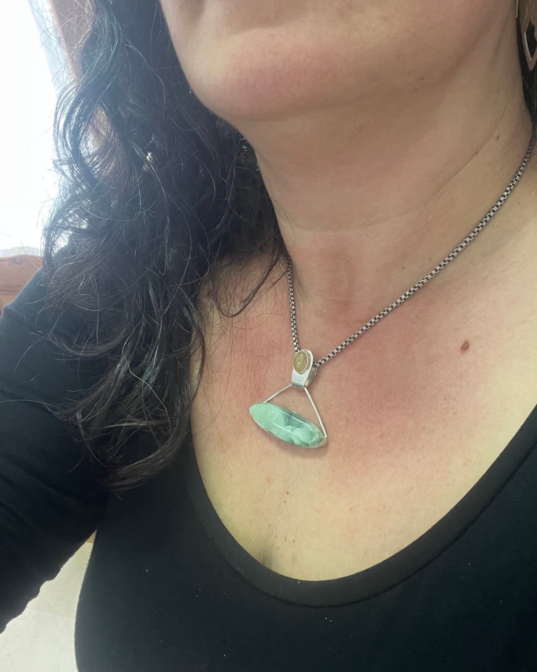 Colgante Saraswati hemimorphita y cuarzo rutilado (14)