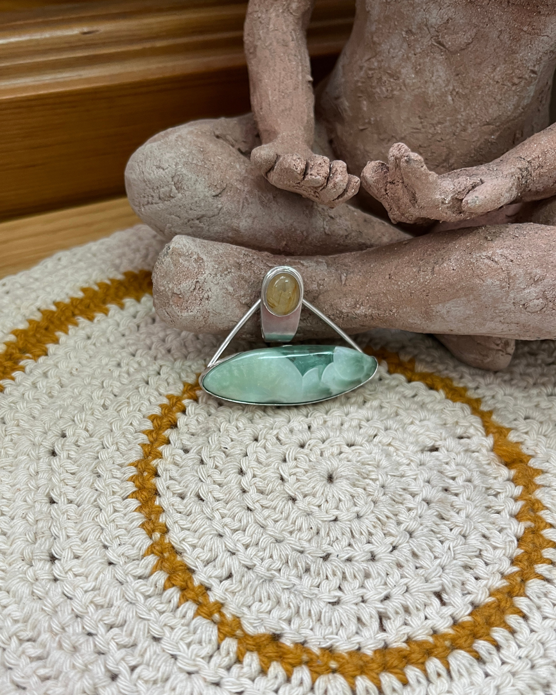 Colgante Saraswati hemimorphita y cuarzo rutilado (3)