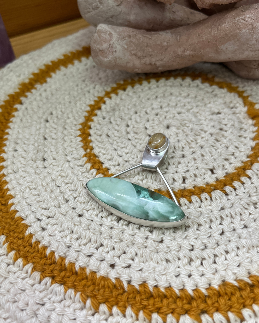 Colgante Saraswati hemimorphita y cuarzo rutilado (4)