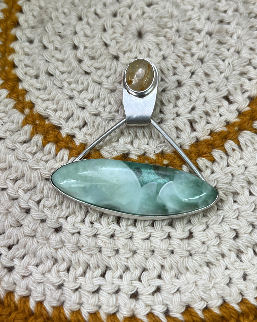 Colgante Saraswati hemimorphita y cuarzo rutilado (6)