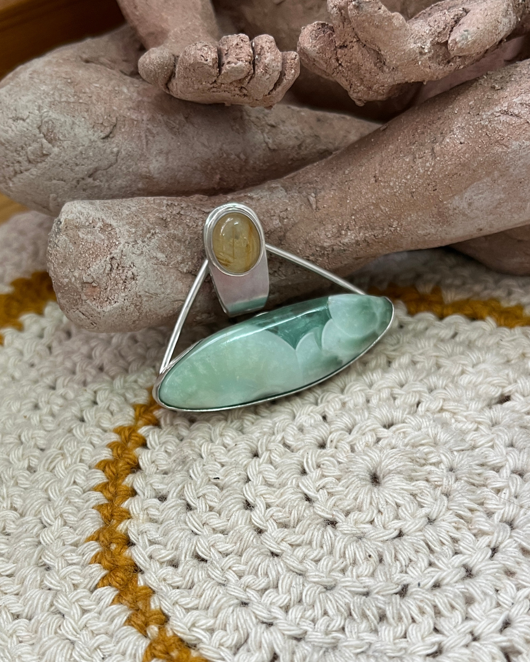 Colgante Saraswati hemimorphita y cuarzo rutilado (8)